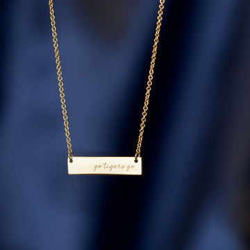Memphis Tigers Gold Plated Go Tigers Go Bar Necklace