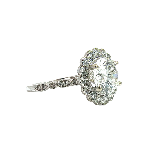 Vintage 14k White Gold 2.32ctw Round Brilliant Diamond Engagement Ring