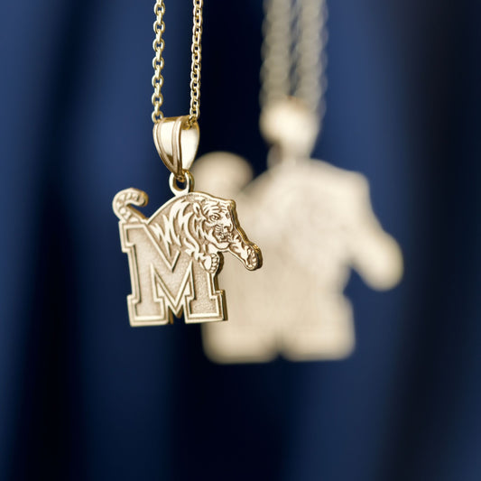 Memphis Tigers 14k Yellow Gold Crest Necklace (Medium)