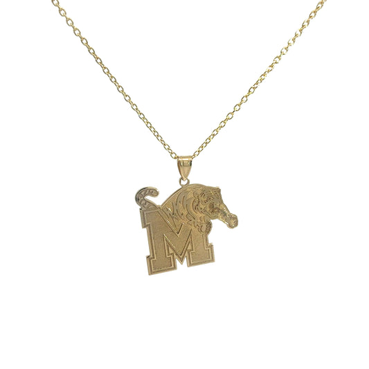 Memphis Tigers 14k Yellow Gold Crest Necklace (Extra Large)