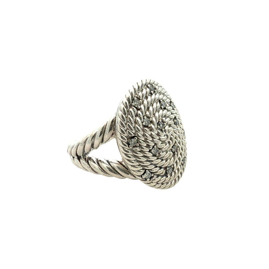 David Yurman Sterling Silver 0.21cttw Diamond Midnight Melange Cable Coil Ring2