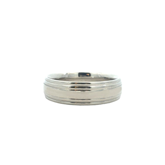 Men's Platinum Grooved Wedding Band1