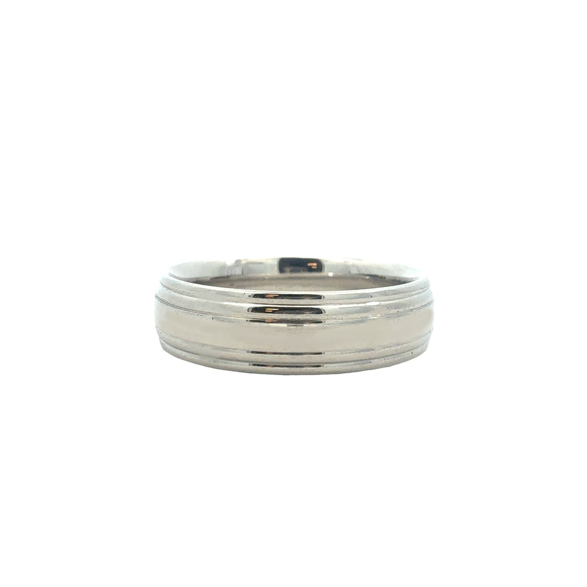 Men's Platinum Grooved Wedding Band1