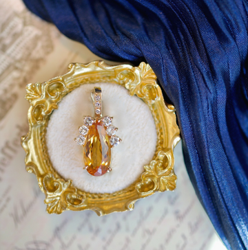 Vintage 14k Yellow Gold 4.89tcw Citrine and 0.71cttw Diamond Pendant0