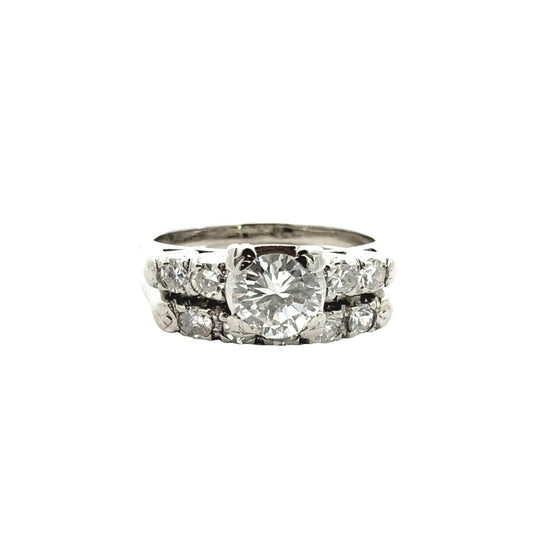 18k White Gold Stamped 0.73cttw Diamond Engagement Ring and 0.23cttw Band Set1