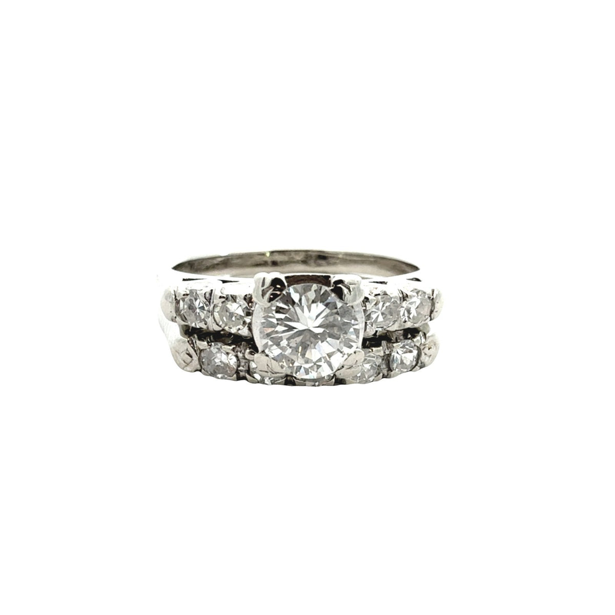18k White Gold Stamped 0.73cttw Diamond Engagement Ring and 0.23cttw Band Set1