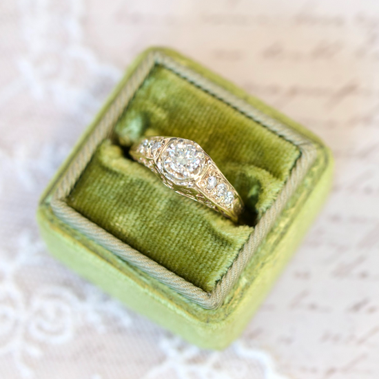 Vintage 14k Yellow Gold Euro-Cut 0.76cttw Diamond Filigree Engagement Ring0