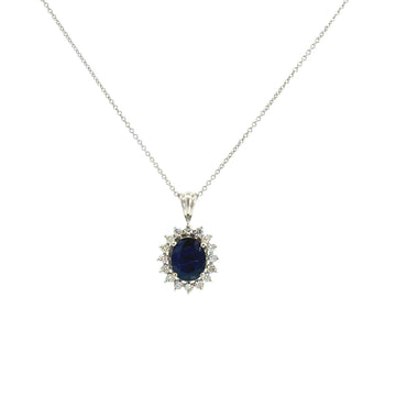 Effy 14k White Gold 1.88tcw Sapphire & 0.44cttw Diamond Halo Pendant & Necklace0
