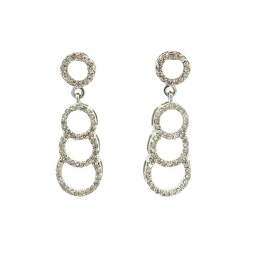 10k White Gold 0.46ctw Diamond Four Circle Dangle Earrings0