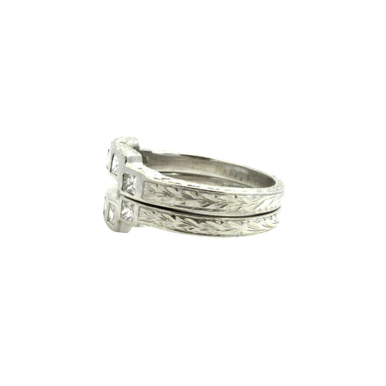 Platinum Bezel Set Princess Cut 0.48cttw Diamond Bands Size 5.53