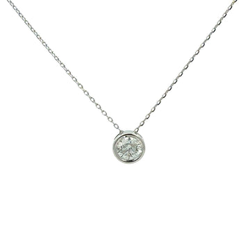 14k White Gold and 0.46cttw Diamond Bezel Set Solitaire Pendant Necklace0