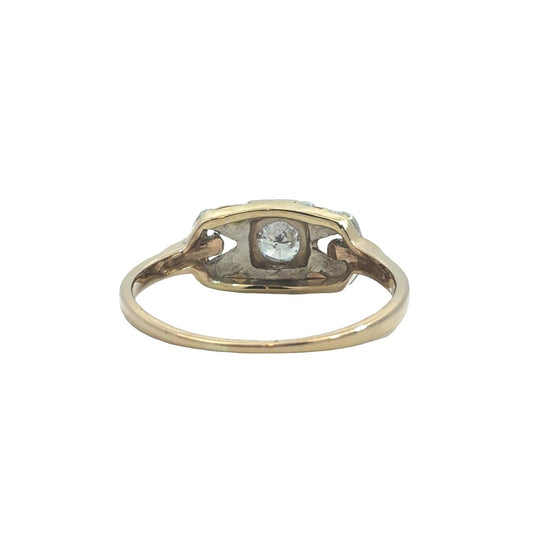 Vintage 14k Yellow Gold Stamped Two-Toned 0.38ctw Diamond Engagement Ring Size 73