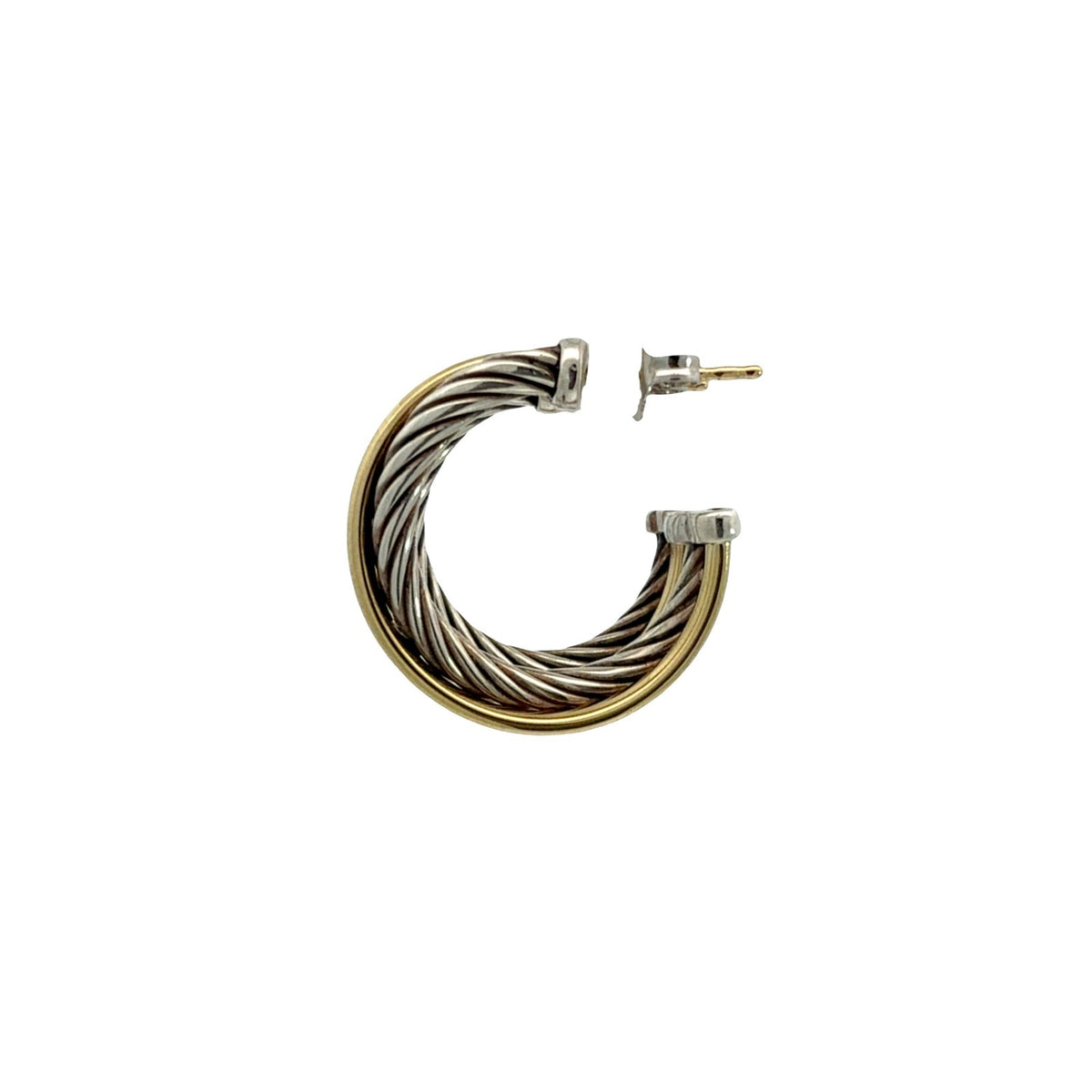 David Yurman Two-Tone Twisted Cable Crossover Hoop Earrings4