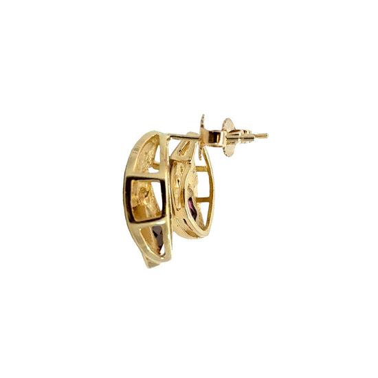 Vintage 14k Yellow Gold 1.50cttw Tourmaline 0.03cttw Diamond Earrings3