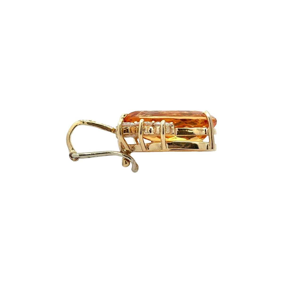 Vintage 14k Yellow Gold 4.89tcw Citrine and 0.71cttw Diamond Pendant2