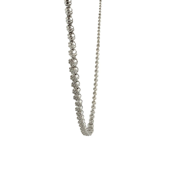 14k White Gold Graduated 2.30cttw Diamond Cluster Statement Necklace 18"3