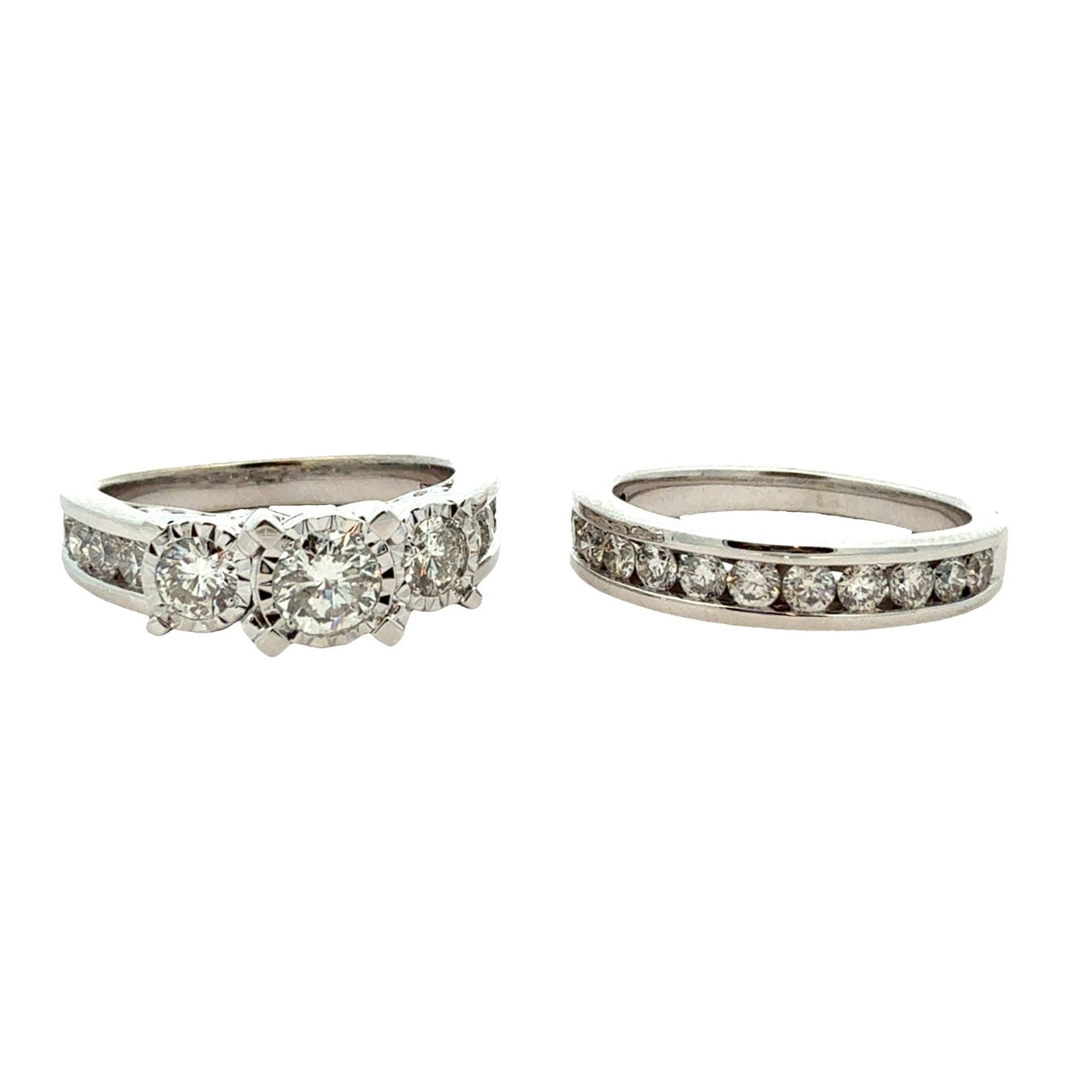 14k White Gold 1.96ctw MultiStone Diamond Wedding Set Size 71