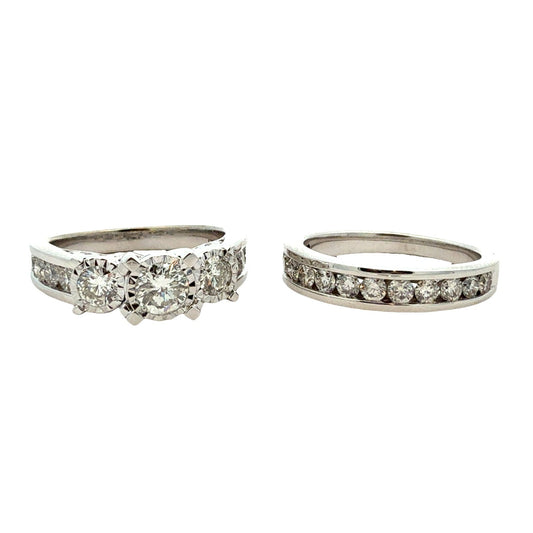 14k White Gold 1.96ctw MultiStone Diamond Wedding Set Size 71