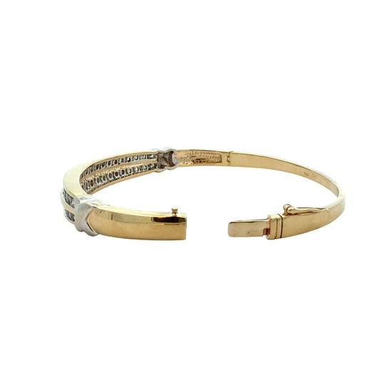 14k Yellow Gold 1.71cttw Diamond Double Row Hinged Bangle Bracelet6
