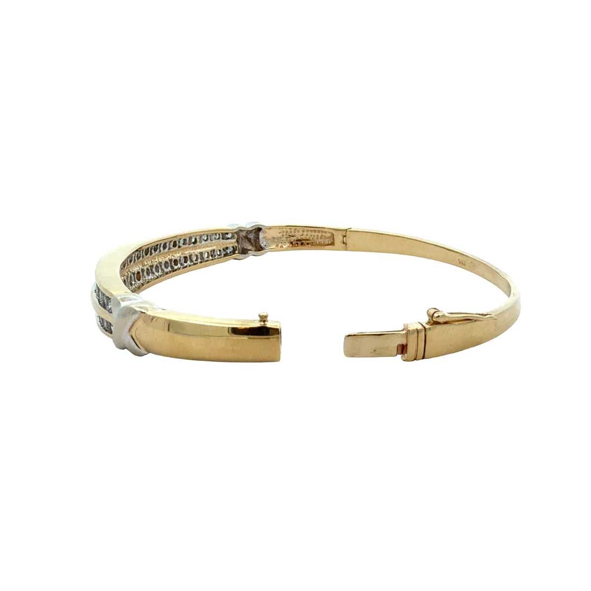 14k Yellow Gold 1.71cttw Diamond Double Row Hinged Bangle Bracelet6