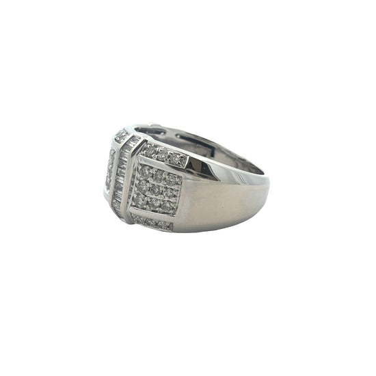 10k White Gold Round & Baguette 1.56cttw Diamond Wide Band Ring2
