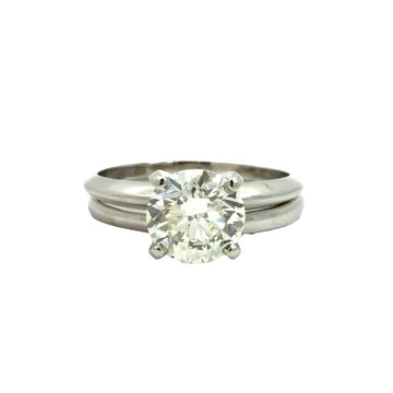 Platinum Wedding Ring Set with Solitaire Round Cut 1.50cttw Diamond Size 70