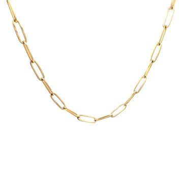 Estate 14k Yellow Gold Paperclip Chain Necklace 22"0