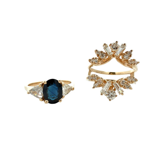 14k Yellow Gold 1.25tcw Sapphire 1.47cttw Diamond Cocktail Ring with Enhancer1