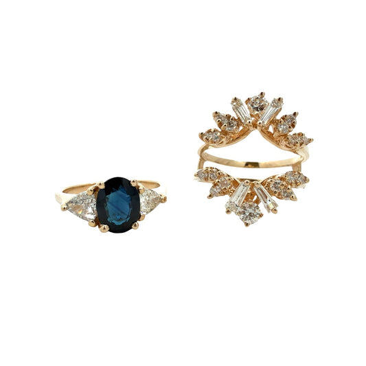 14k Yellow Gold 1.25tcw Sapphire 1.47cttw Diamond Cocktail Ring with Enhancer1