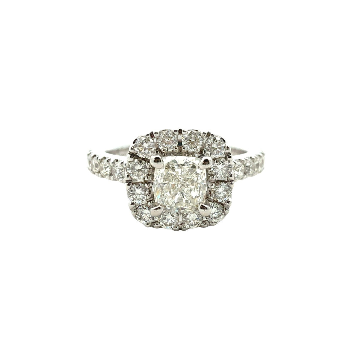 Neil Lane 14k White Gold Cushion-Cut 1.34cttw Diamond Halo Engagement Ring1