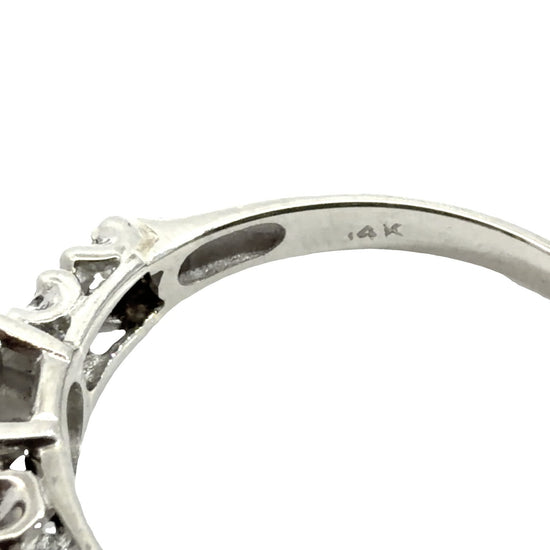 Vintage Stamped 14k White Gold 1.15ctw (0.72ctw) Diamond Wedding Sett Size 77