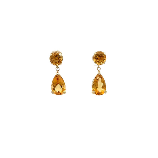 10k Yellow Gold 2.86cttw Citrine Teardrop Earrings1