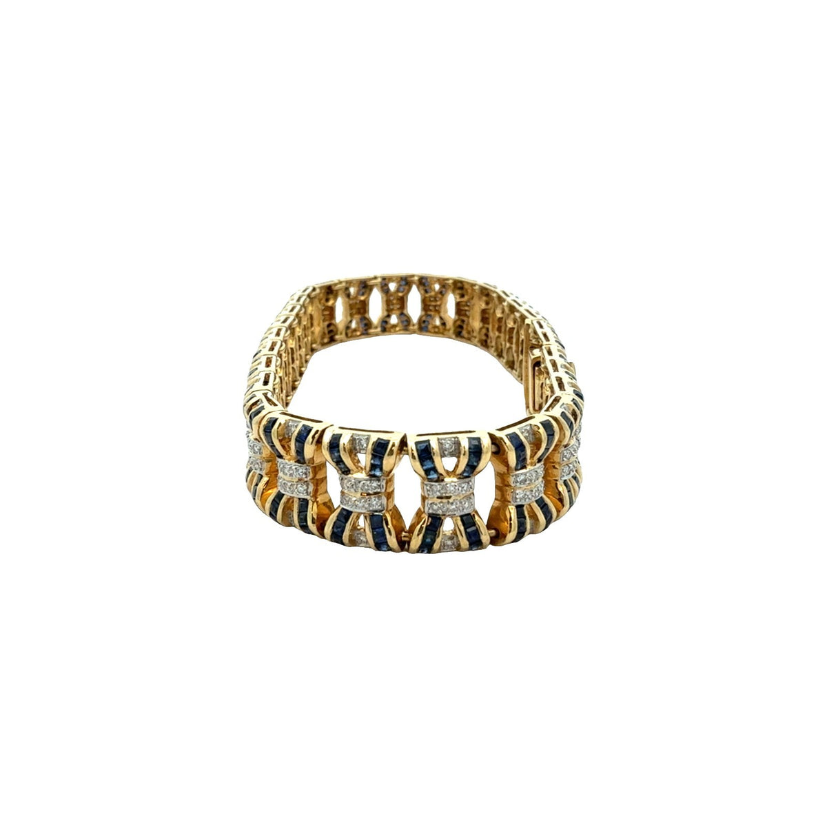 LeVian 18k Yellow Gold 6.72cttw Sapphire and 1.68cttw Diamond Chain Bracelet5