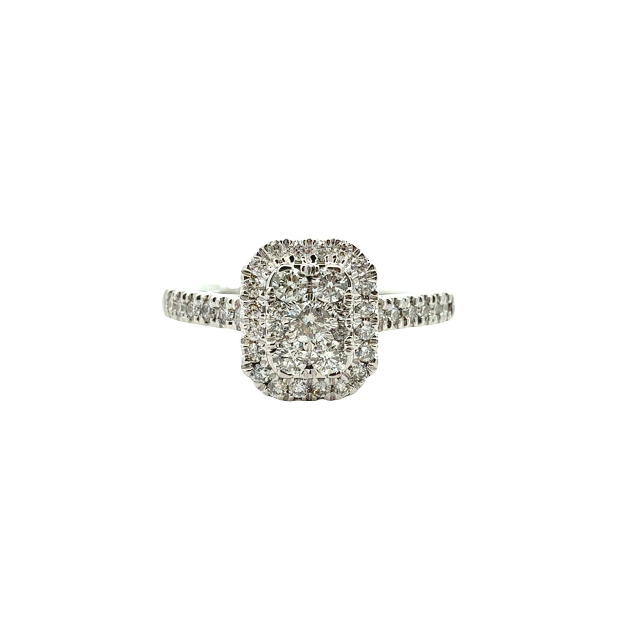 10k White Gold 0.52cttw Diamond Cluster Halo Engagement Ring1