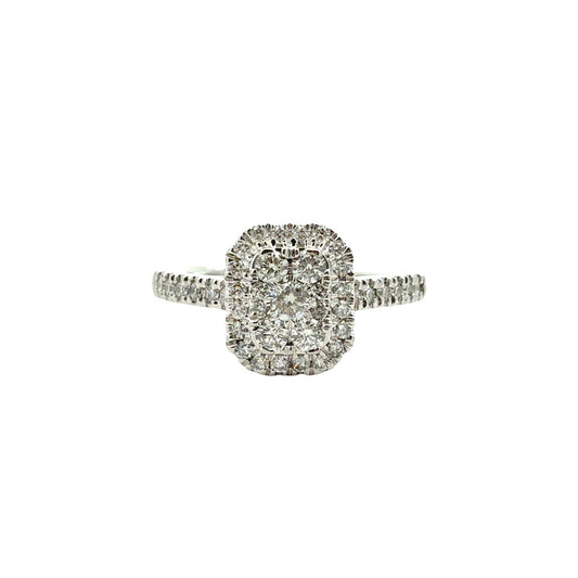 10k White Gold 0.52cttw Diamond Cluster Halo Engagement Ring1