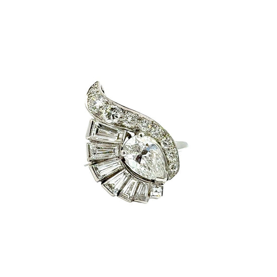 Vintage Platinum 2.30cttw Diamond Ballerina Cocktail Ring0