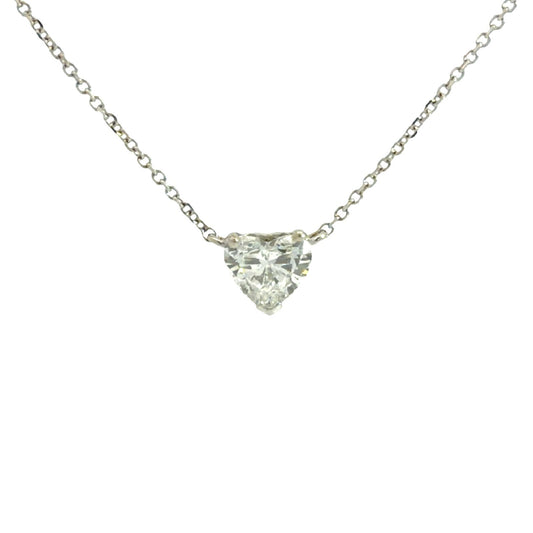 14k White Gold Heart-Cut Solitaire 2.29tcw Diamond Pendant Necklace 18"1