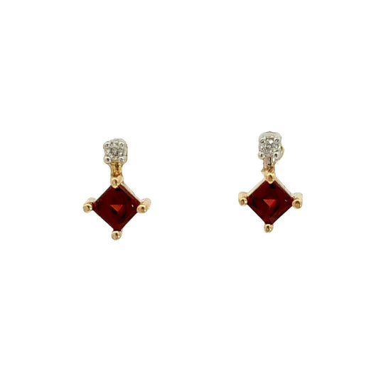 14k Yellow Gold 0.06cttw Diamond and 0.72cttw Garnet Drop Earrings5