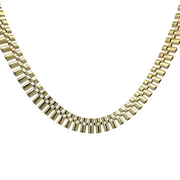 14k Yellow Gold Watch-Style Presidential Link Chain Necklace 16.5"0