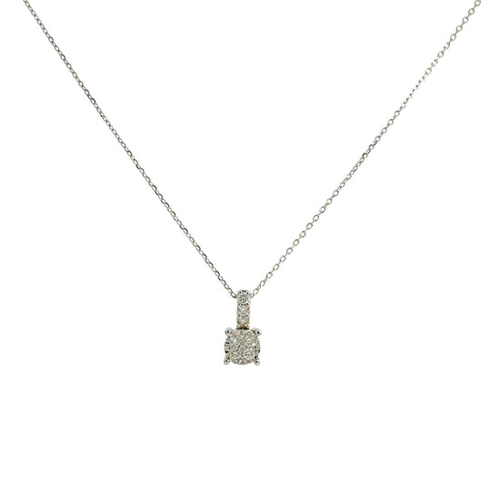 14k White Gold 0.19cttw Diamond Cluster Pendant Necklace1