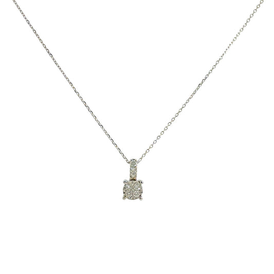 14k White Gold 0.19cttw Diamond Cluster Pendant Necklace1