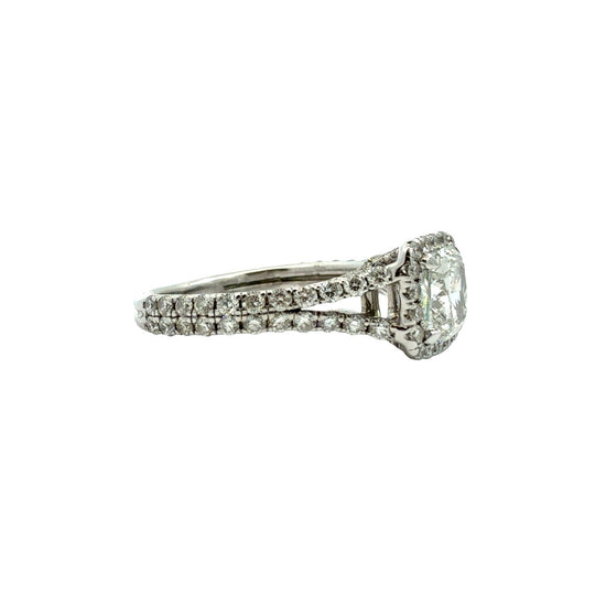14k White Gold Split Shank 1.83cttw (1.02tcw) Diamond Halo Engagement Ring4