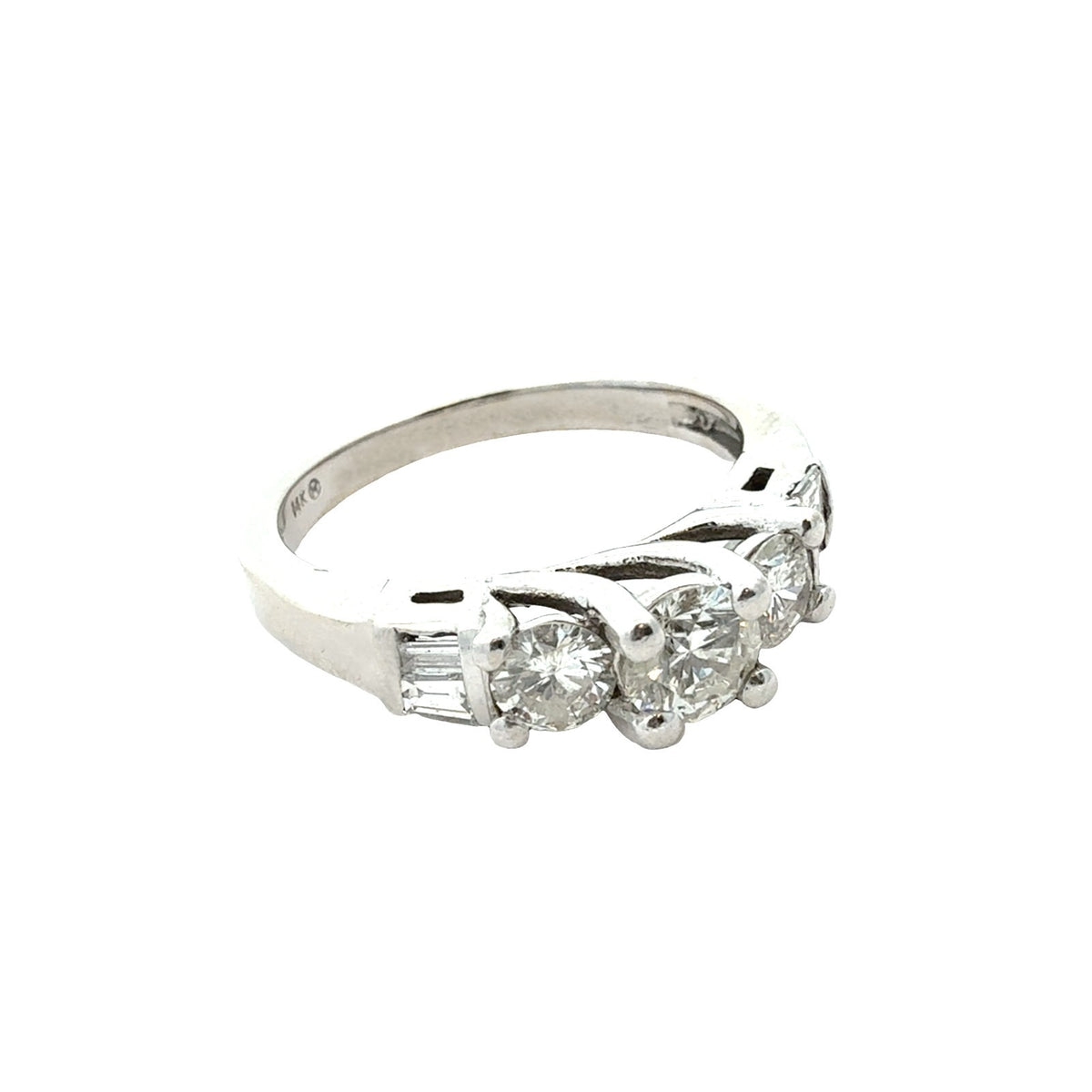 14k White Gold Stamped 1.02cttw Diamond Three-Stone Diamond Engagement Ring2