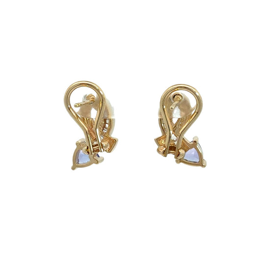 14k Yellow Gold 0.30cttw Diamond and 0.80cttw Tanzanite Ribbon Drop Earrings2