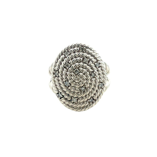 David Yurman Sterling Silver 0.21cttw Diamond Midnight Melange Cable Coil Ring1