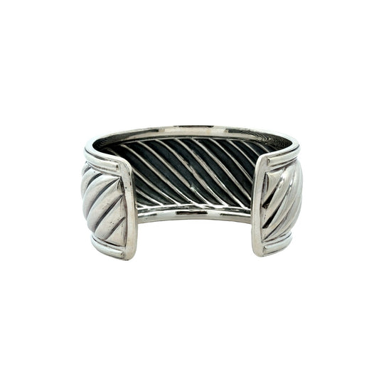 David Yurman Sterling Silver and Diamond Sculpted Cable Cuff Bracelet 3