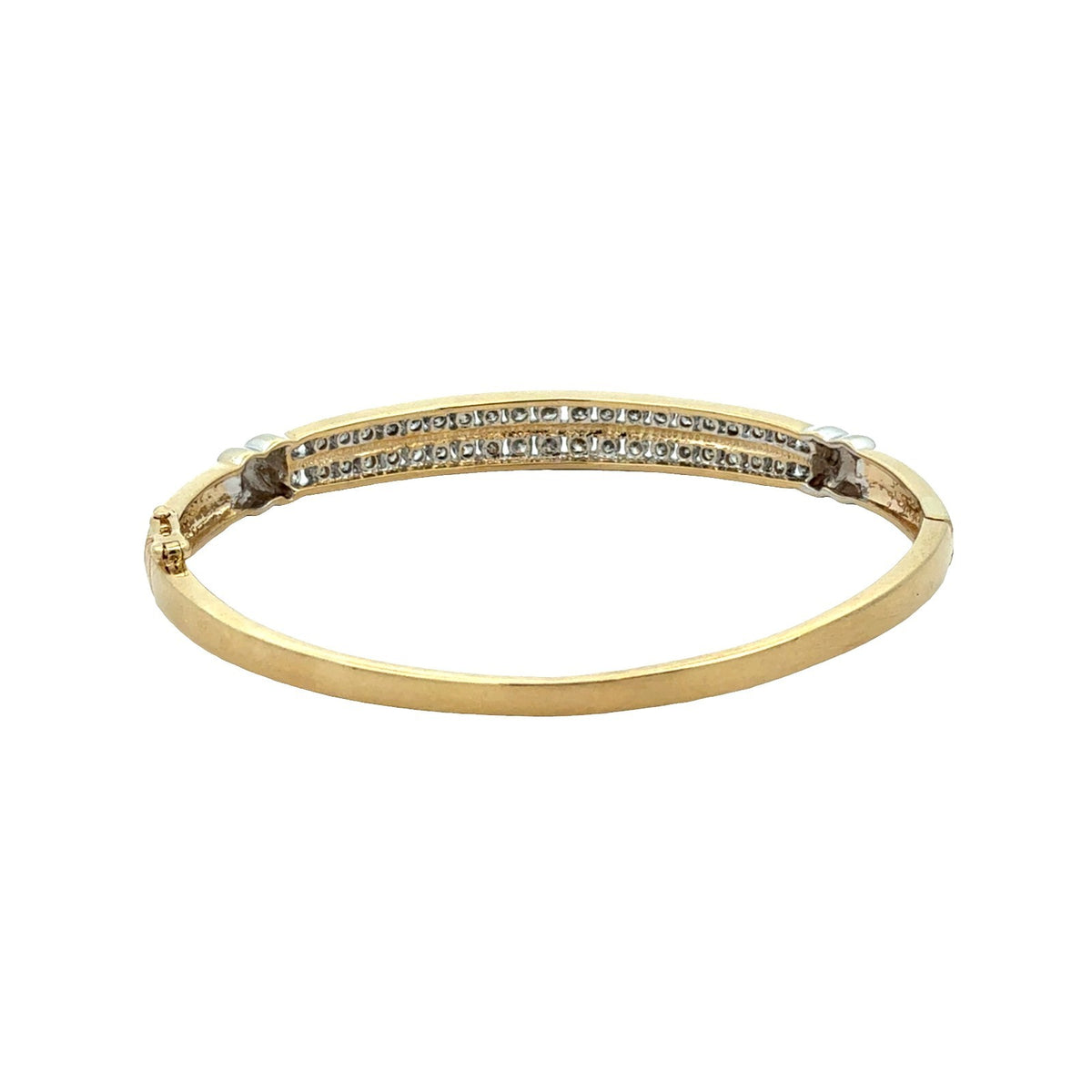 14k Yellow Gold 1.71cttw Diamond Double Row Hinged Bangle Bracelet4