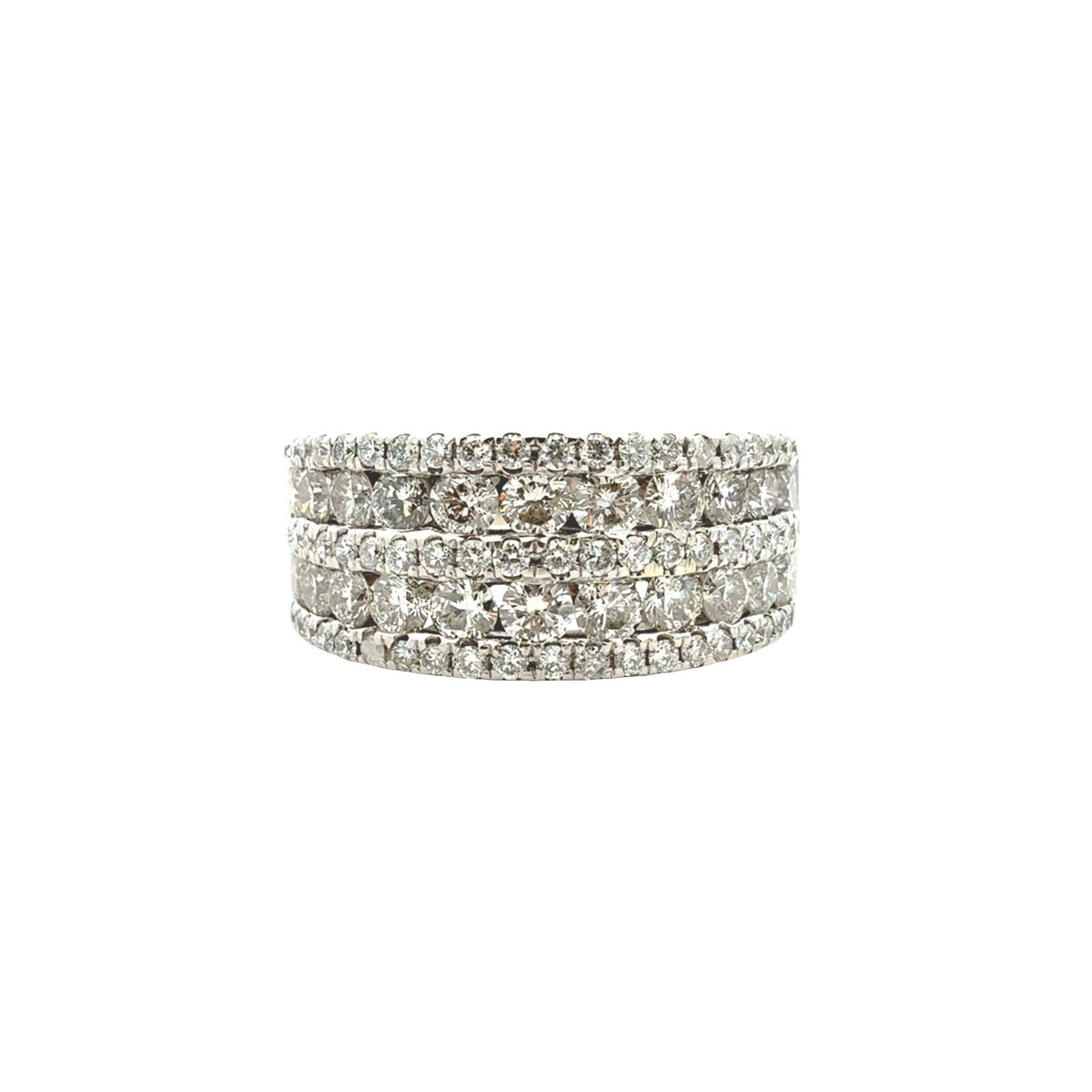 14k White Gold Five-Row 1.55cttw Diamond Band Ring1