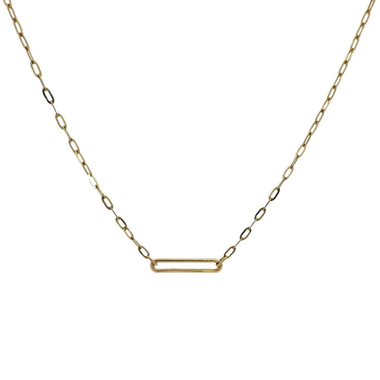 14k Yellow Gold & 0.26cttw Diamond Open Link Paperclip Chain Necklace 18"3