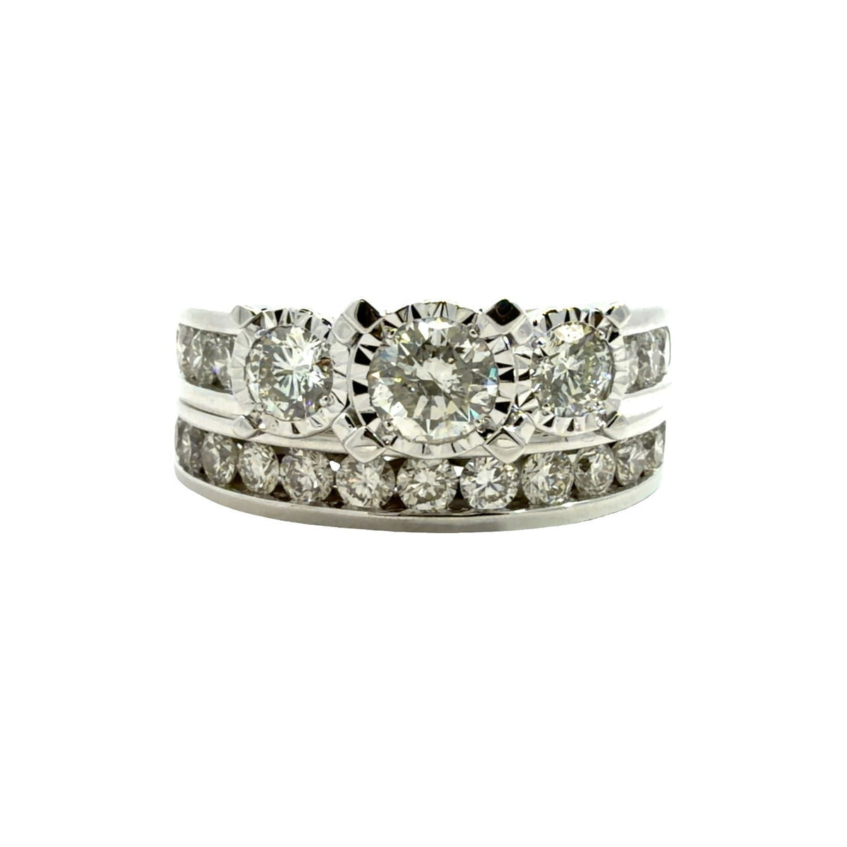 14k White Gold 1.96ctw MultiStone Diamond Wedding Set Size 70